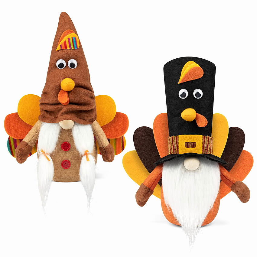 The Holiday Aisle® Türkiye Sonbahar Cüceleri Peluş Dekoru, 2'li Paket Cızırtılı El Yapımı Tomte İsveç Gnome Bebek İskandinav Heykelcik Şükran Günü Cüceleri Peluş Süsler Şükran Günü Tatil Evi Masa Süslemeleri Hediyeler HD telefon duvar kağıdı