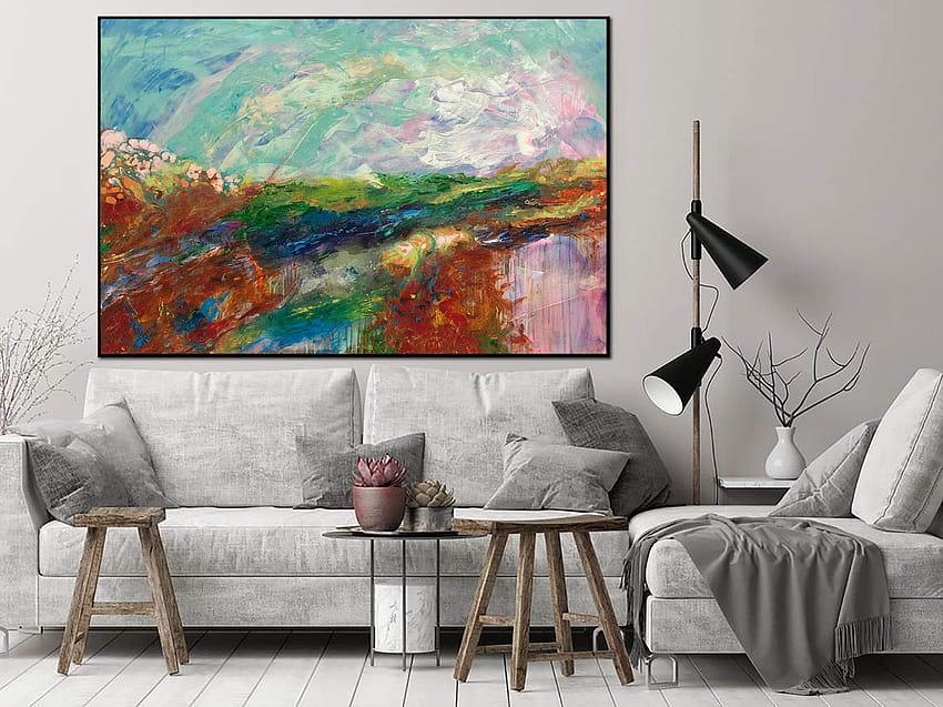 Large Abstract Landscape Painting Original Fine Art Pasty Painting Pal – Trend Gallery Art HD wallpaper