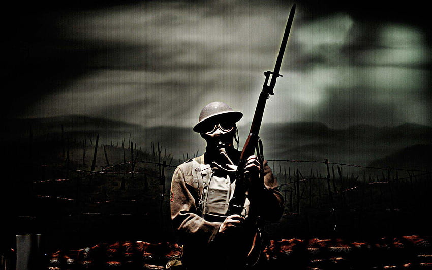 hommes de la première guerre mondiale masque fusil baïonnette Fond d'écran HD
