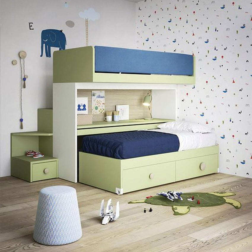 Hovver ~ kids bunk beds + desk HD phone wallpaper