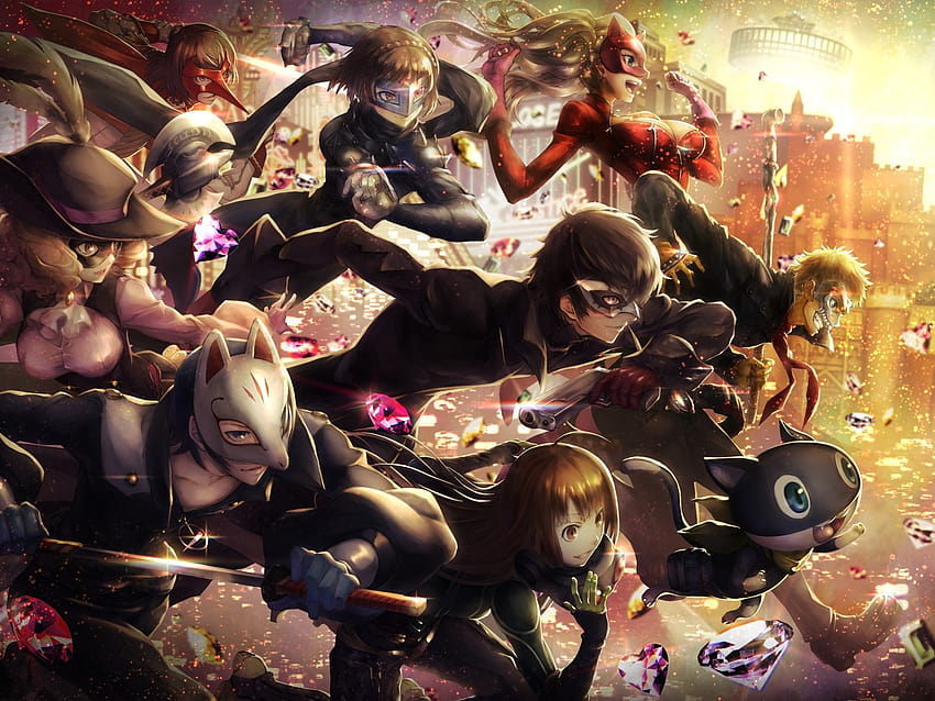 2048x1536 Persona 5, Akechi Goro, Kurusu Akira, Okumura Haru, Nijima Makoto untuk Ainol Novo 9 Spark Wallpaper HD