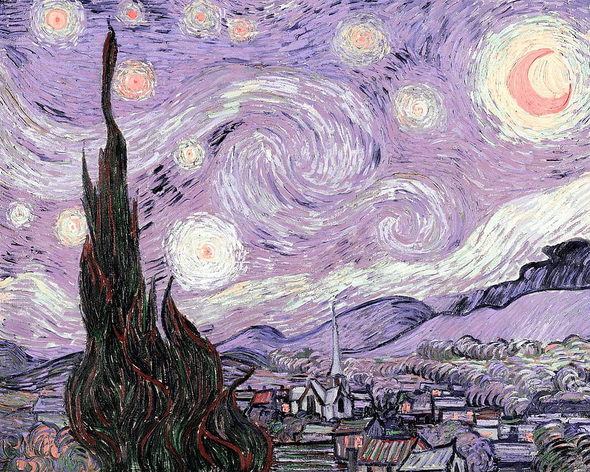 Starry Night 빈티지 일러스트레이션 벡터, Vincent Van Gogh의 원본 에서 리믹스, 별이 빛나는 밤에 반 고흐 HD 월페이퍼