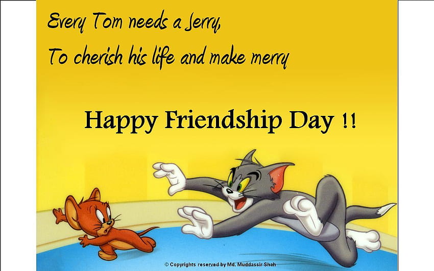 Celebrating Friendship Day, tom and jerry of happy friendship day HD wallpaper