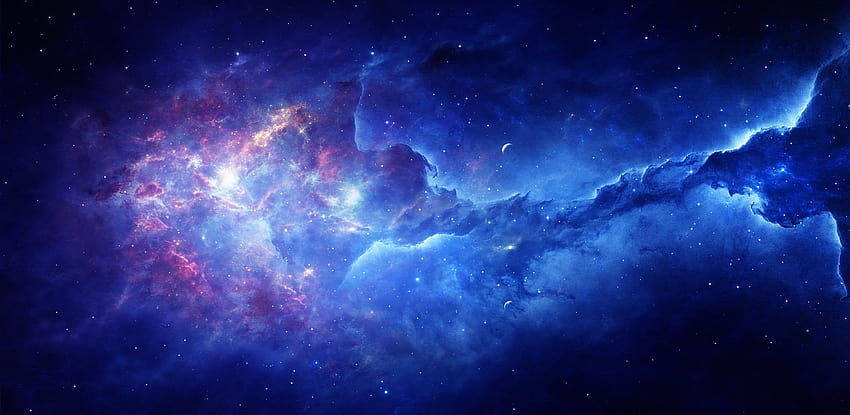 宇宙、青い星雲 高画質の壁紙