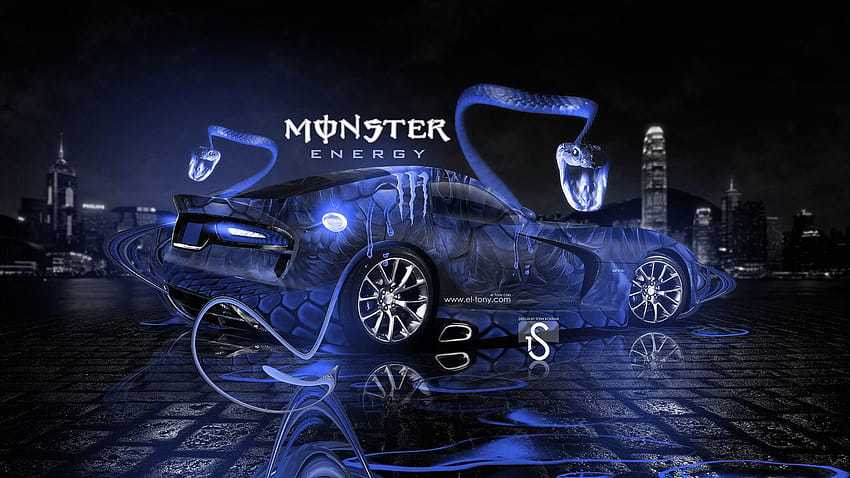 Monster Energy Dodge Viper SRT, energia de monstro azul papel de parede HD
