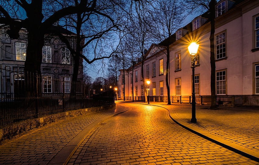 street, the evening, lights, Netherlands, Holland, Breda, Nonsense , section город HD wallpaper