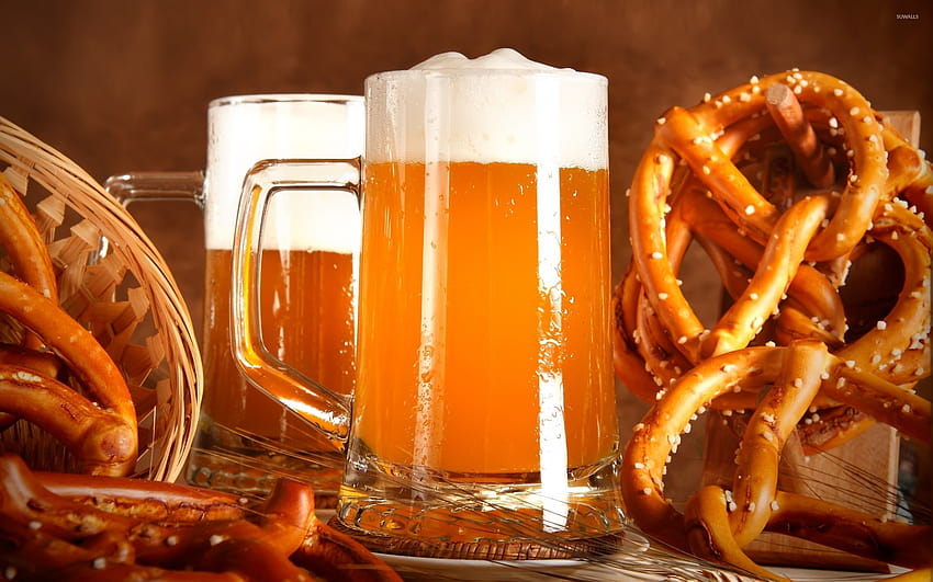 Beer and pretzels HD wallpaper