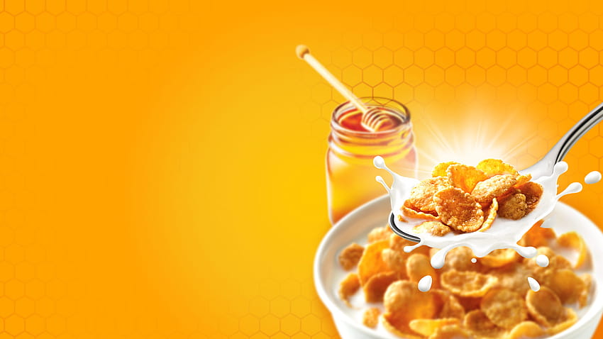 Copos de maíz y miel, copos helados fondo de pantalla
