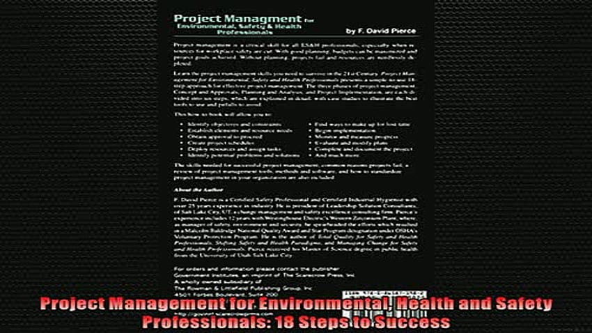PDF Downlaod Project Management for Environmental Health and Safety Professionals 18 Steps to Success READ ONLINE HD wallpaper