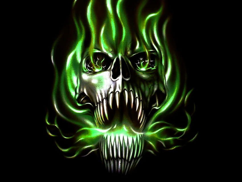 Cool Of Skulls On Fire, genial cráneo llameante fondo de pantalla
