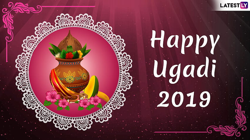 Ugadi & Gudi Padwa за онлайн: Пожелайте Честита Нова 2019 година на телугу и маратхи с GIF поздрави и съобщения със стикери на WhatsApp HD тапет