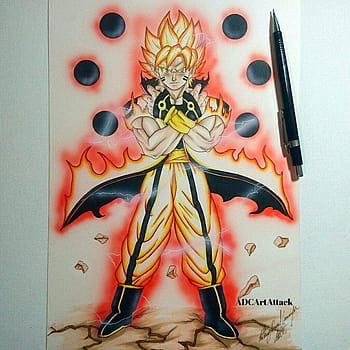Drawing Goku + Naruto #goku #naruto #drawing #desenhando #draw #fusão 