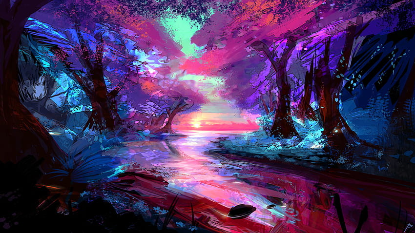 2560×1440] colour vibrant forest. : r/, vibrant anime HD wallpaper