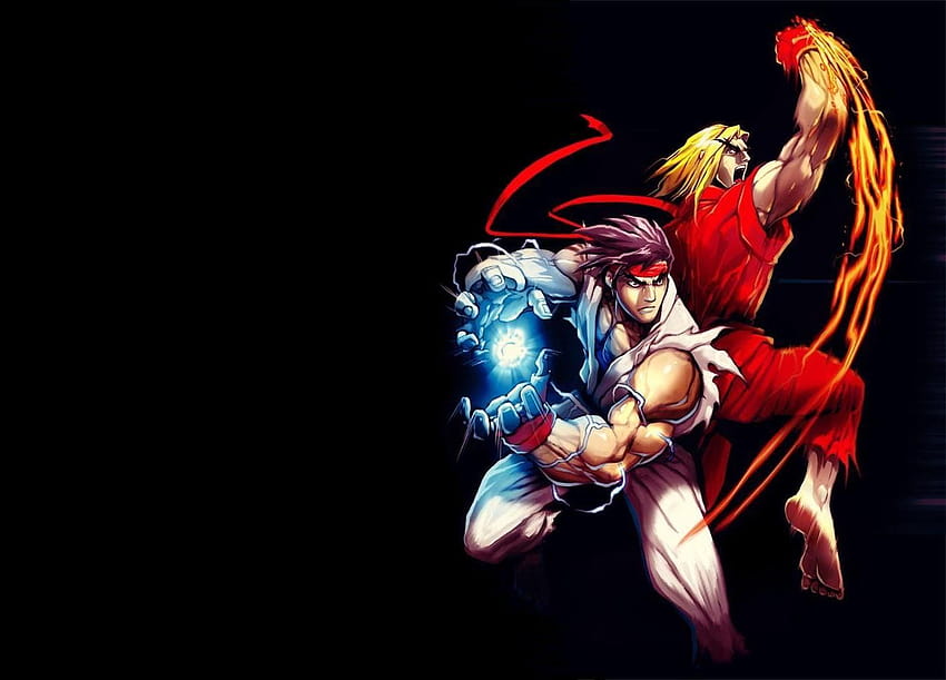Street Fighter Ken ความละเอียดสูง ~ Jllsly, ryu และ ken วอลล์เปเปอร์ HD