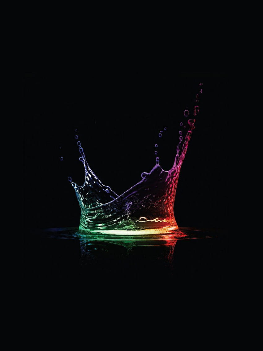 Rainbow Water Drop Black Android, 3d black HD phone wallpaper