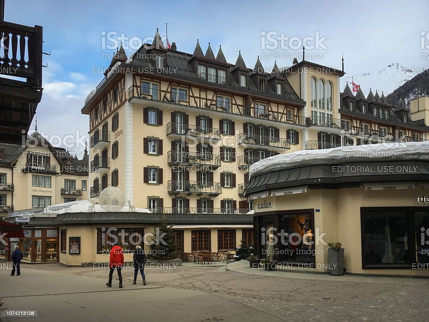 Cityscape Bahnhofstrasse Zermatt With Mont Cervin Palace Switzerland Stock HD wallpaper