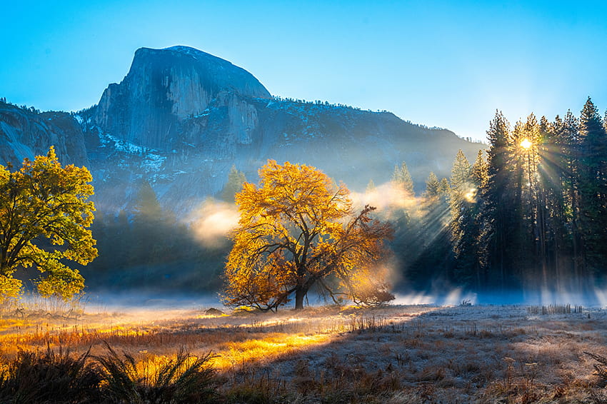 Yosemite California USA Fog Nature Autumn mountain Parks, mountain autumn pc HD wallpaper