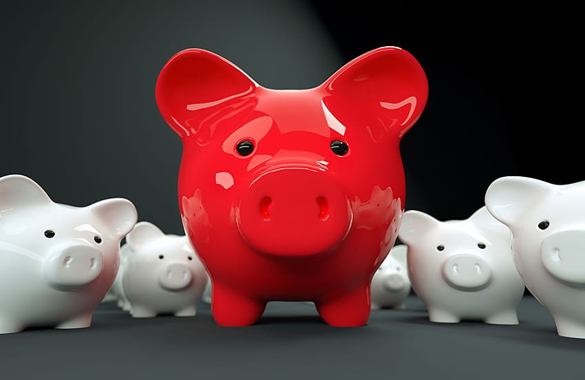 Red Front Piggy bank1zoom HD wallpaper