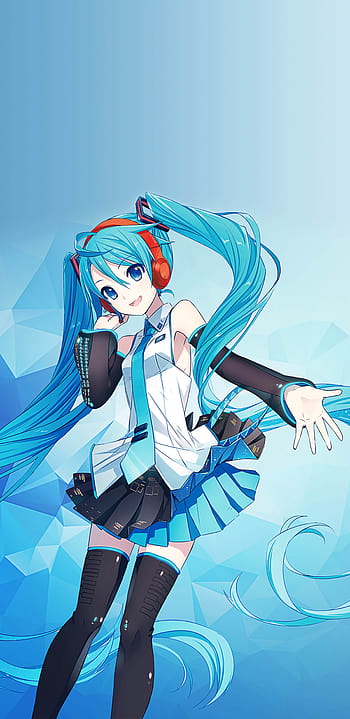 Anime Hatsune Miku Girl Cute Posture Look HD Poster, 300 GSM Quality