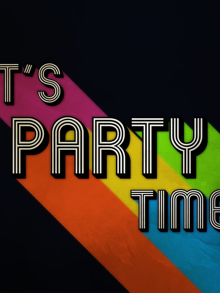 It's Party Time, nero, minimale, colorato, nero/scuro Sfondo del telefono HD