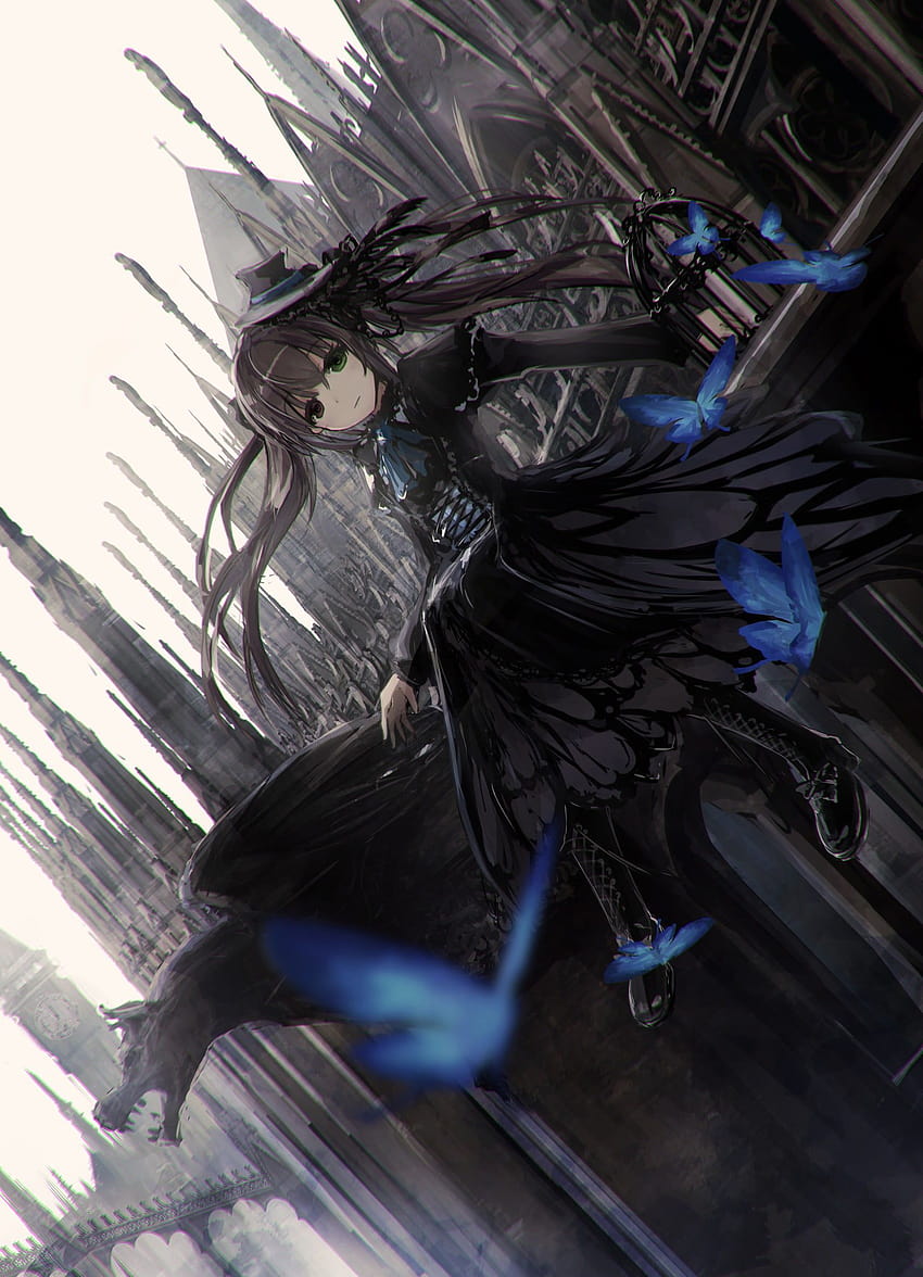 Lange schwarzhaarige weibliche Anime-Figur, Gothic, Loli, Anime Loli HD-Handy-Hintergrundbild