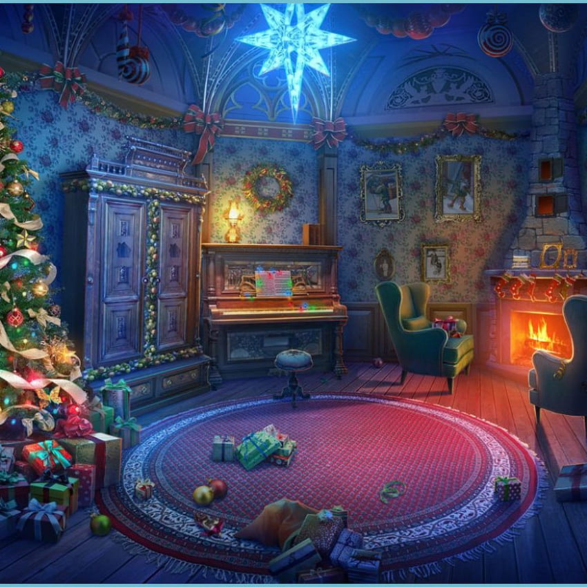 산타의 집의 아늑한 분위기가 위험합니다! 당신만이 구할 수 있는 크리스마스 아늑한 집 HD 전화 배경 화면