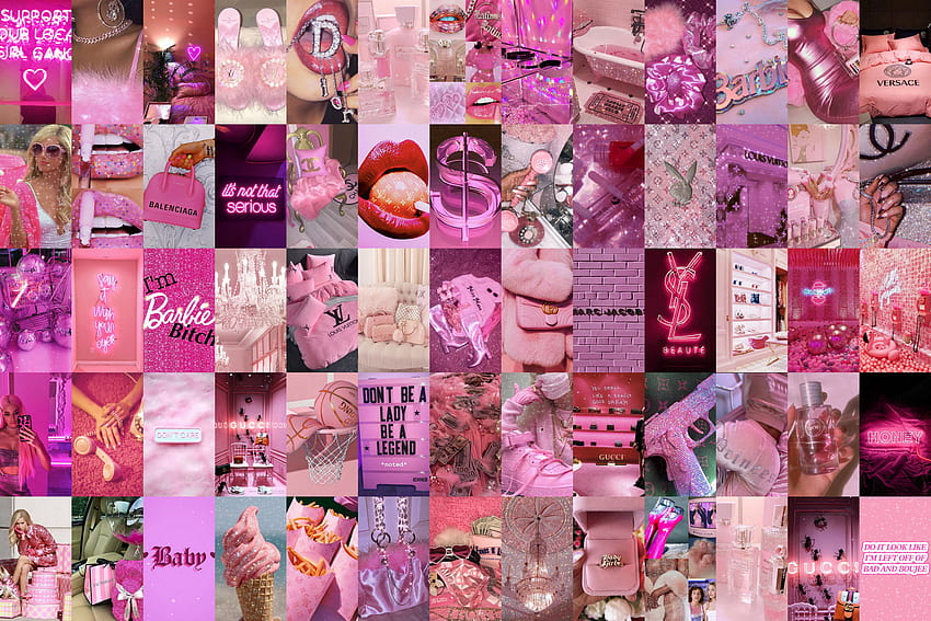 Pink Wall Collage Kit Boujee Teen Room Decor Pink Baddie, pink baddie aesthetic laptop HD wallpaper
