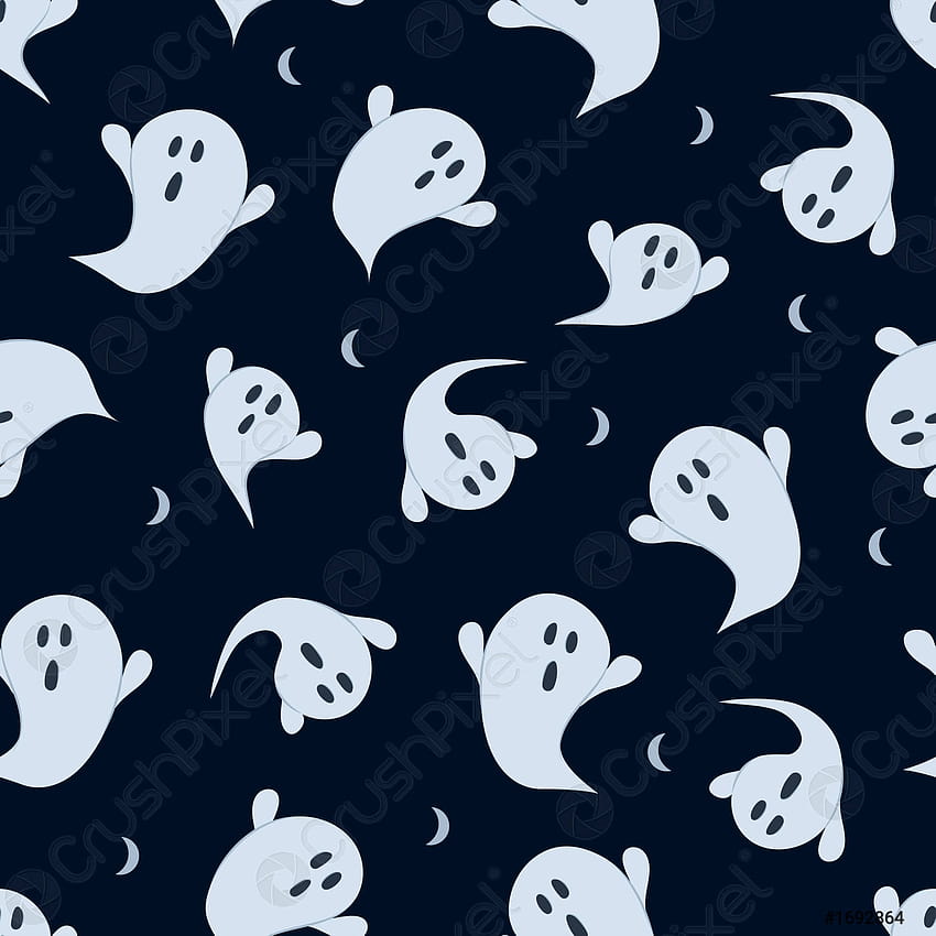 Halloween ghost seamless pattern on black backgrounds Cute halloween ghost, halloween ghost cute HD phone wallpaper