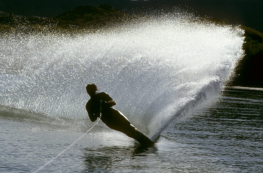 Water Ski SLALOM SILHOUETTE H – Classic Water Skiing Tricks HD wallpaper