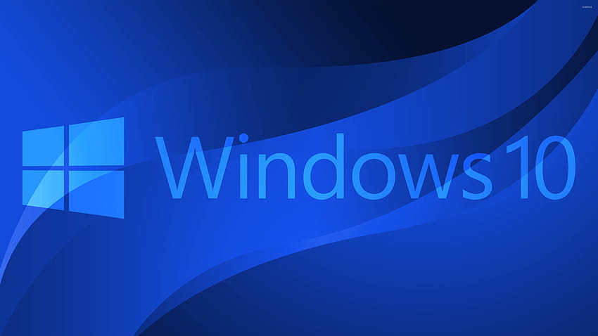 Windows 10 text logo on blue curves, dark blue windows 10 HD wallpaper