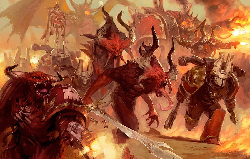 Chaos, Warhammer 40000, Chaos, Warhammer 40K, Khorne Berserker, Khorne Demons , section фантастика HD wallpaper