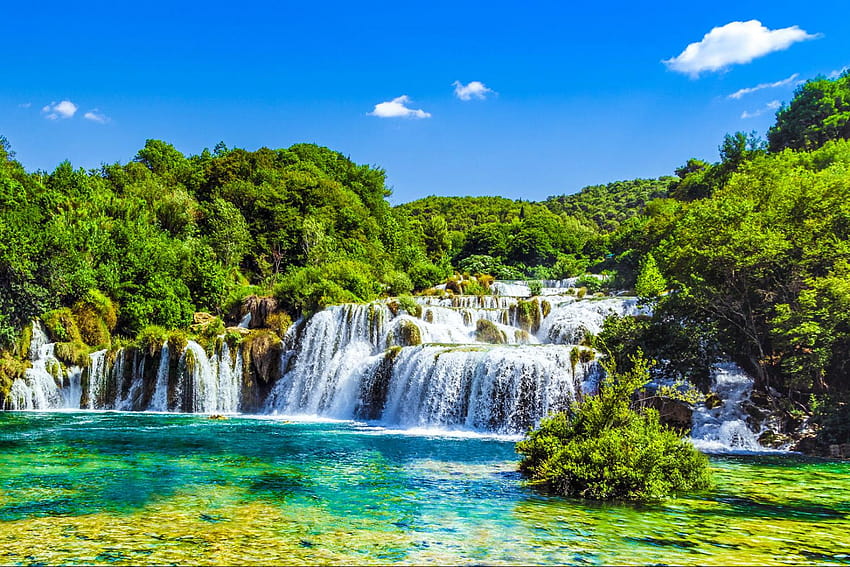 Krka Nationalpark & ​​Sibenik Tour ab Split oder Trogir, Wasserfall Krka Nationalpark Kroatien HD-Hintergrundbild