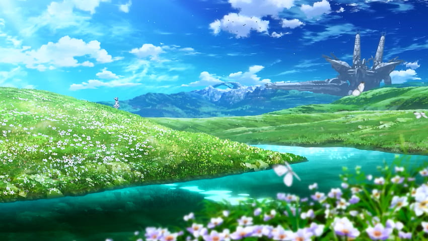Nix, Nao!, anime grassy hills HD wallpaper