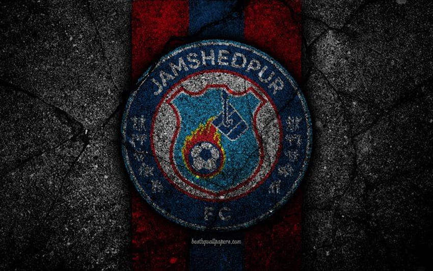 FC Jamshedpur, ISL, logo, Indian Super League, black stone, India, football club, Jamshedpur, soccer, asphalt texture, Jamshedpur FC . HD wallpaper