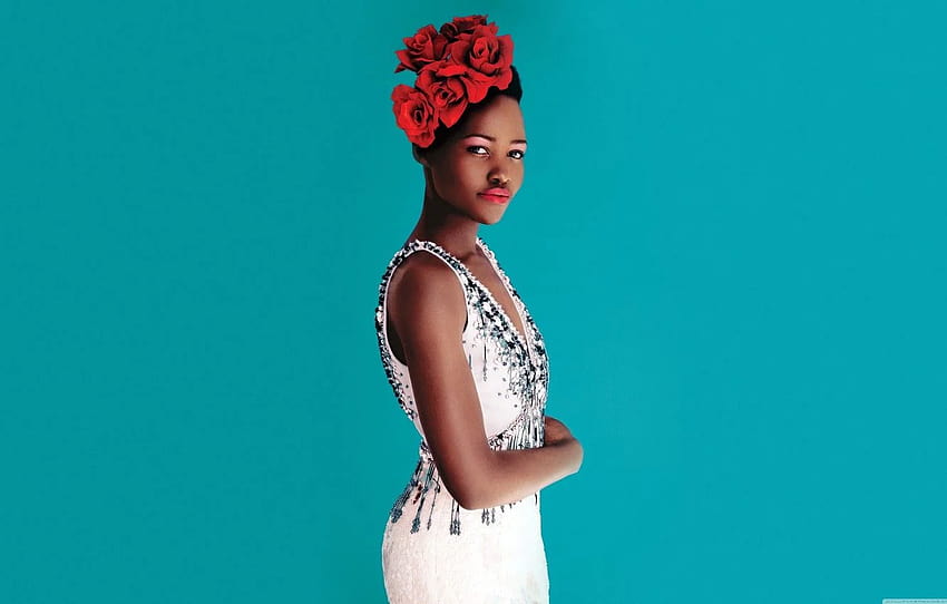 Girl Model Actress White Dress Blue Background African African American Girls Hd Wallpaper
