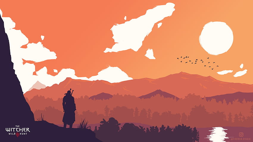 I made this of my favourite Witcher 3 view. : gaming, minimalist the witcher HD wallpaper