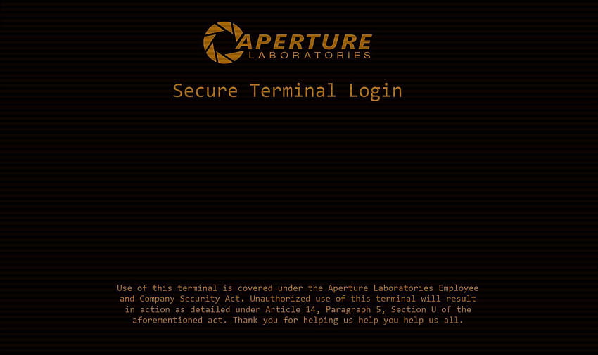 Aperture Science login screen from the videogame Portal HD wallpaper