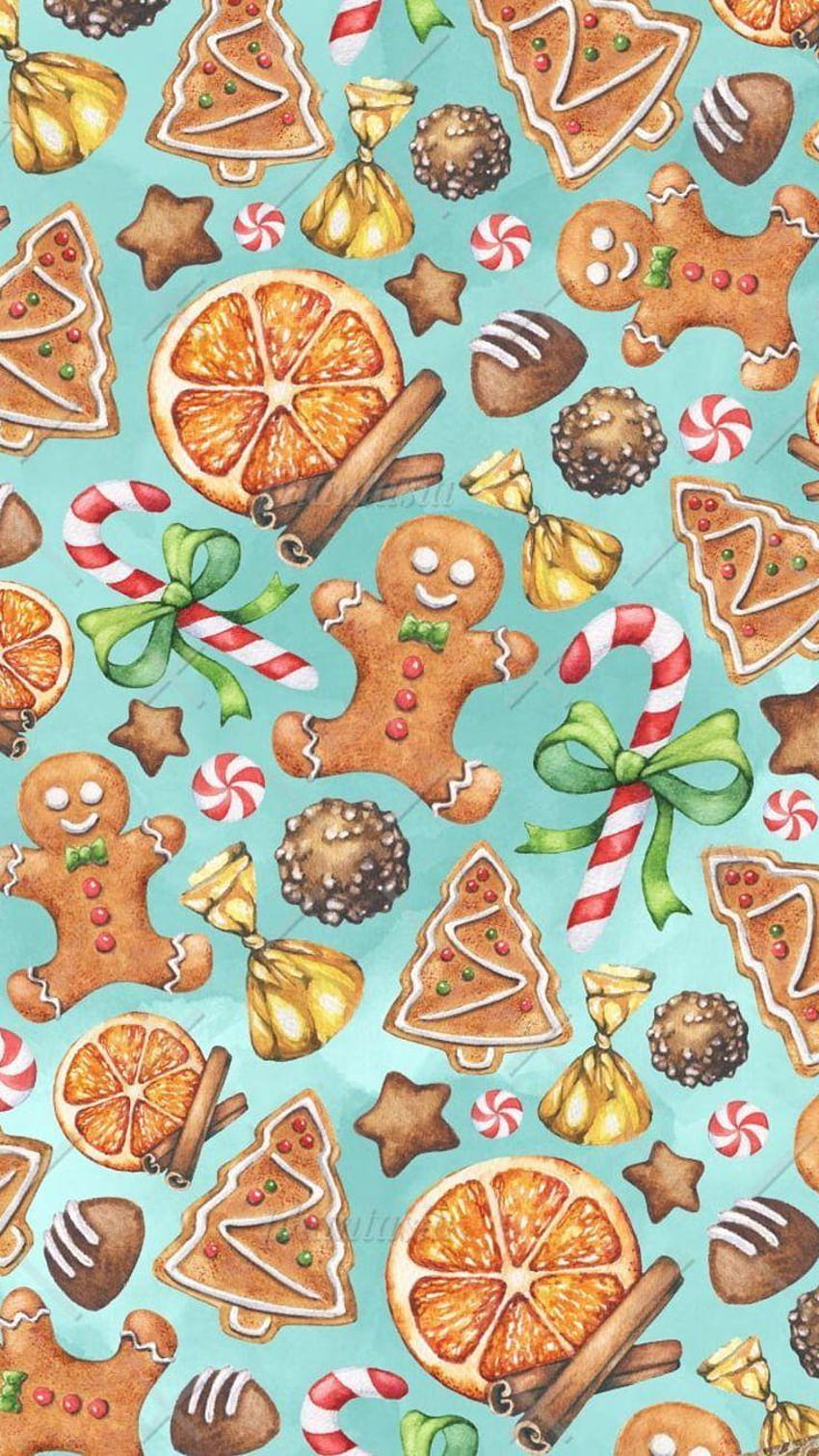 Gingerbread Men and Candy Cones, gingerbread phone HD phone wallpaper
