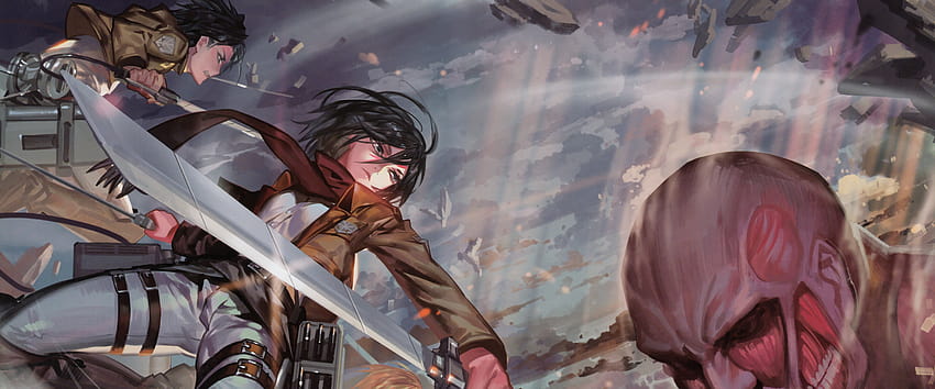 Mikasa Levi Colossal Titan Attack on Titan, levi x mikasa HD wallpaper