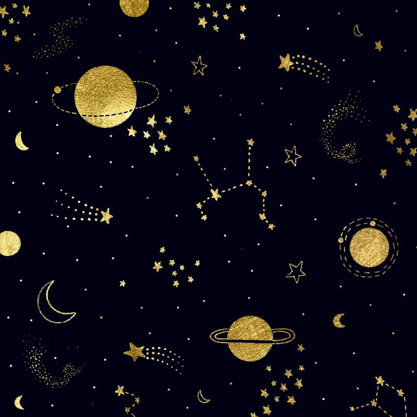 Black and Gold Space, ipad de estética espacial fondo de pantalla del teléfono