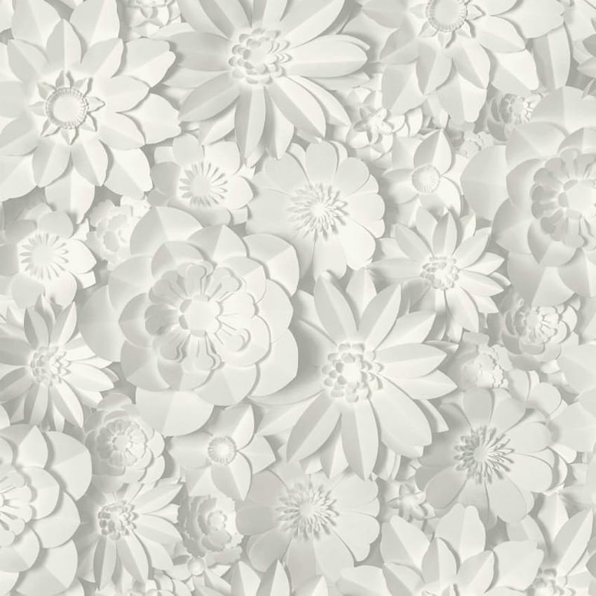 Dimensions White and Grey 3D Flower Print FD42554, 3d floral HD phone wallpaper