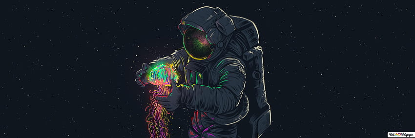 Astronaut and Jellyfish HD wallpaper