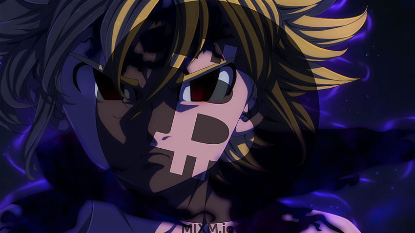 Bitcoin BTC Logo Meliodas Demon Mark Angriffsmodus Nanatsu Nein, Meliodas Angriffsmodus Anime HD-Hintergrundbild