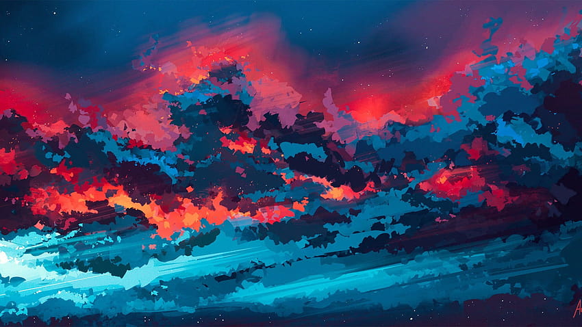 Abstract Painting , Artwork, Aenami, No People, Night, Sky, Nature • For You, sky painter HD wallpaper
