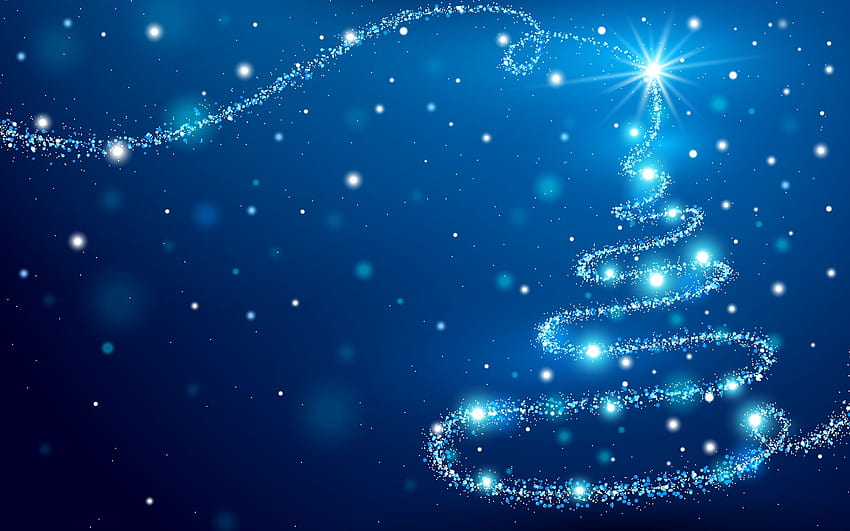 네온 크리스마스 트리, 새해, 블루 크리스마스 배경, 해상도 2880x1800의 개념. 고품질 HD 월페이퍼