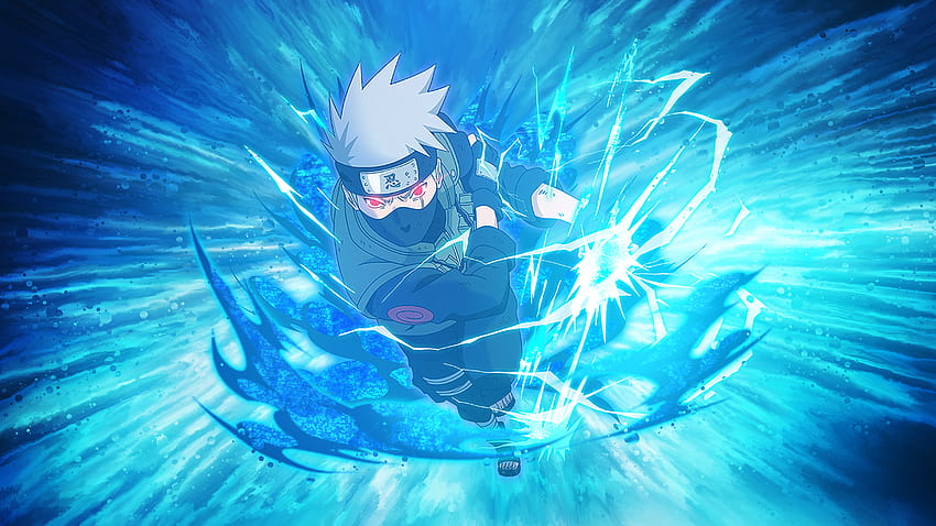 Kakashi, naruto, electric blue, HD phone wallpaper