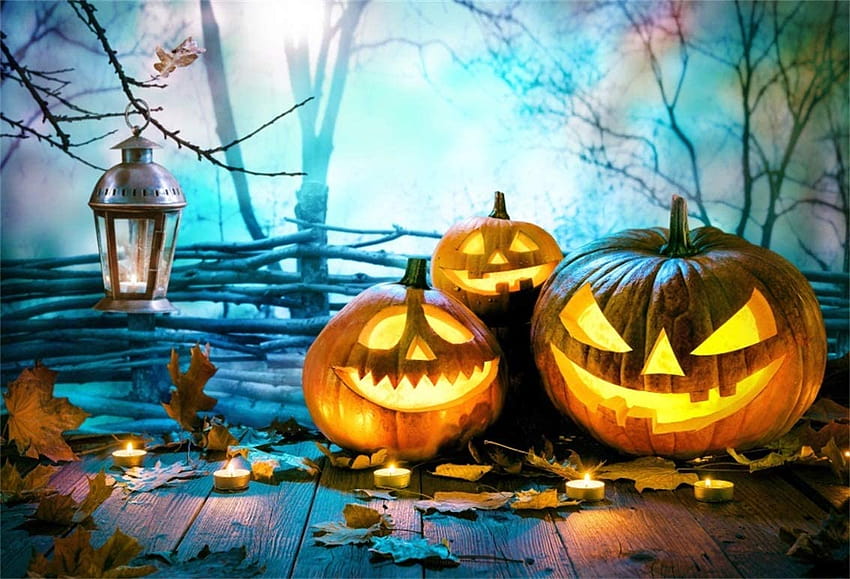Amazon : CSFOTO 8x6ft Halloween Backgrounds Pumpkins on Wood in Front Nightly Spooky Forest graphy Backdrop Horror Night Halloween Party Decor Retro Lamp Child Studio Props Video : Electronics HD wallpaper