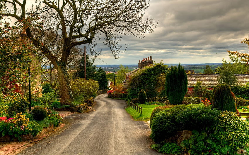 Път Обединеното кралство Англия Хоруич Дървета Храсти природа пейзажи град село [1920x1200] за вашия мобилен телефон и таблет HD тапет