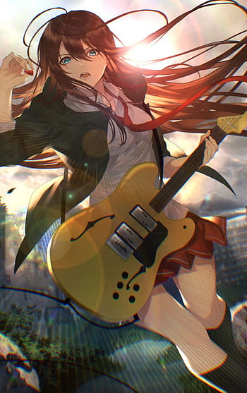 Anime Girl Playing Guitar Student Room 4K Wallpaper iPhone HD Phone #9380f