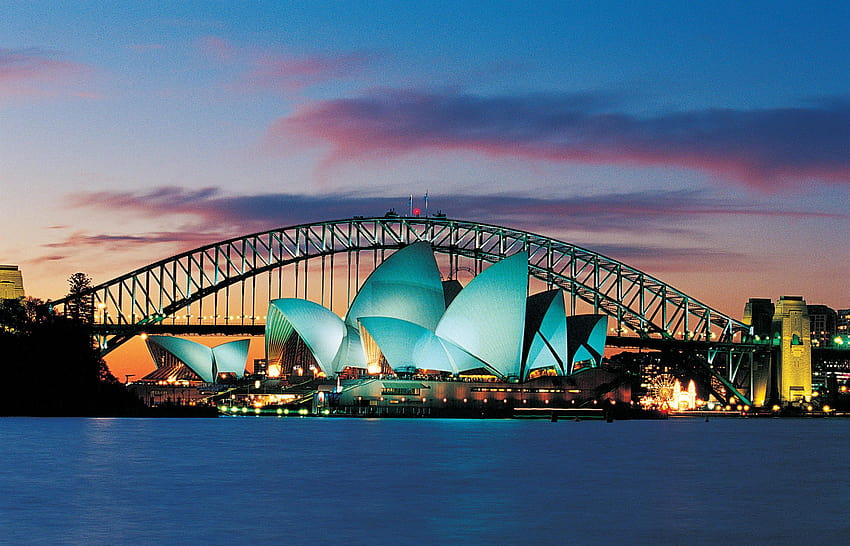 Teatro dell'opera di Sydney Australia e Harbour Bridge, ponte del porto di Sydney Sfondo HD